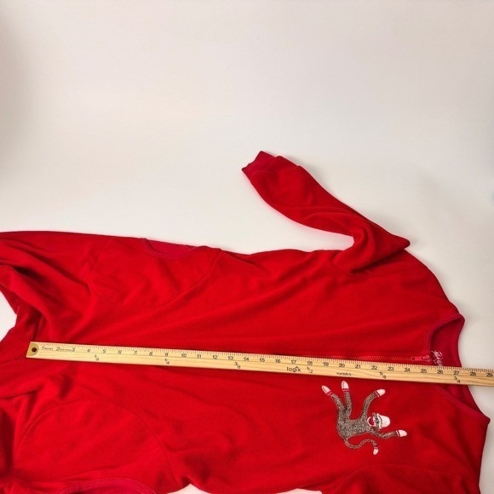 Nick & Nora Footed Pajamas Womens S Red Long Sleeve Sock Monkey Fleece Sleepwear - Picture 7 of 12